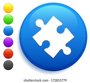 Puzzle Piece Icon on Round Button Collection