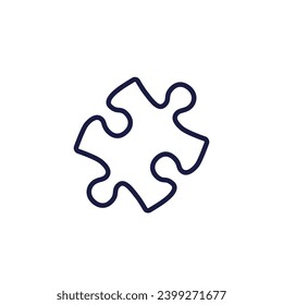 puzzle piece icon on white, line vector