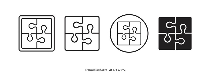  puzzle piece icon, perfect for websites, apps, or presentations needing a connection or solution theme. Simple, modern design ideal for minimalist projects.