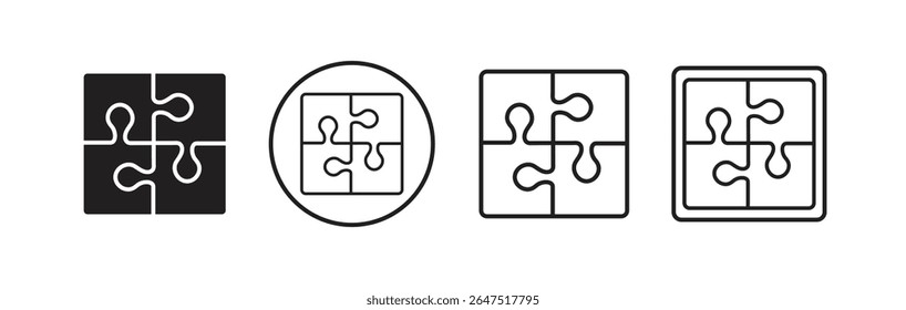  puzzle piece icon, perfect for websites, apps, or presentations needing a connection or solution theme. Simple, modern design ideal for minimalist projects.