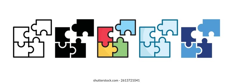Puzzle Piece Icon Set Multiple Style Collection