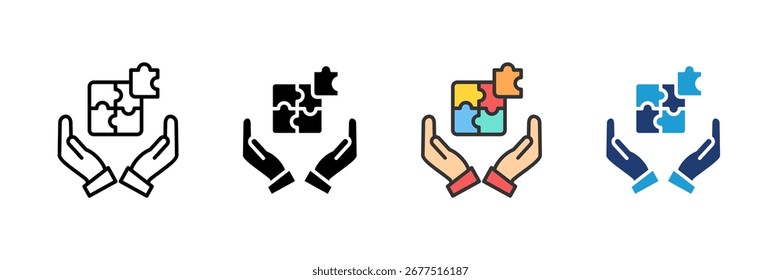 Puzzle Piece Icon Set Multiple Style Collection