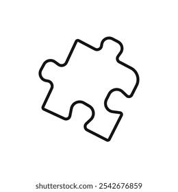 Puzzle piece icon Thin line art isolated