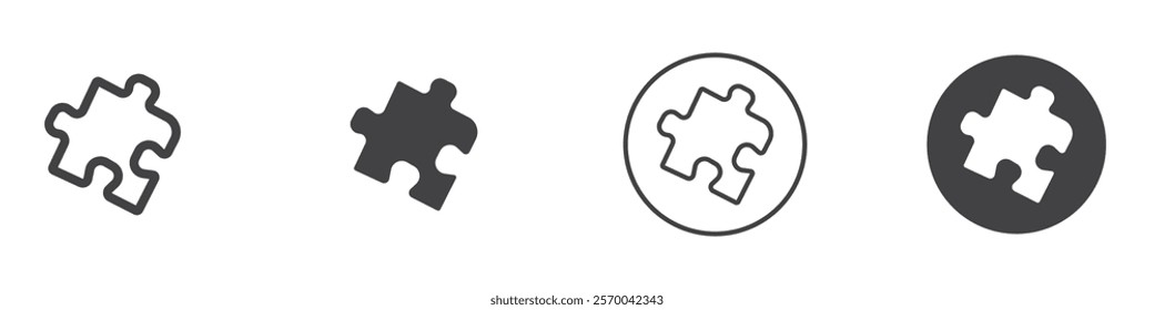Puzzle piece icon Thin line art isolated
