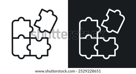 Puzzle piece icon in Thin line black color. flat simple vector symbols illustration.