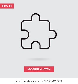 Puzzle piece icon vector. Puzzle sign