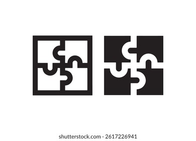 Puzzle Piece Icons Representing Connection and Solution Vector