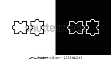 Puzzle piece icons thin vector line art set