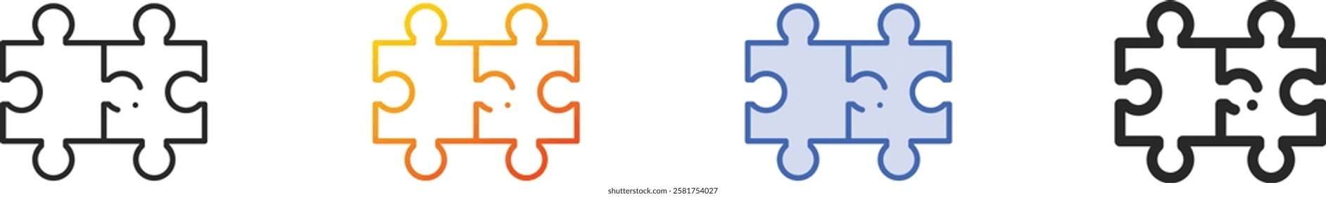 puzzle piece icon.Thin Linear, Gradient, Blue Stroke and bold Style Design Isolated On White Background