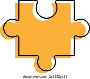 Puzzle Piece Illustration with Cartoon Design. Isolated on White Background.