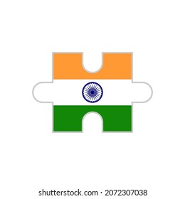 pieza de rompecabezas de banderas de la india. ilustración vectorial aislada en fondo blanco	
