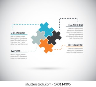 Puzzle piece infographics business concept vector