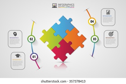 Puzzle piece infographics business concept. Modern design template. Vector illustration.