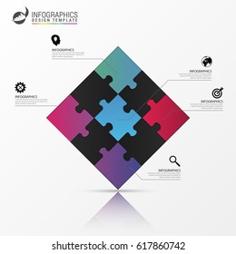 Puzzle piece infographics business concept. Vector illustration