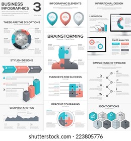 Puzzle piece infographics vector business jigsaw metaphors set