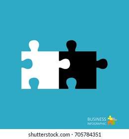 Puzzle piece infographics. Ying Yang. Business concept vector illustration.