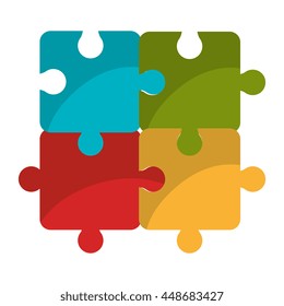 Puzzle piece isolated icon, teamwork concep design vector illustration.