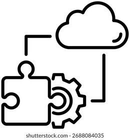 Una pieza de rompecabezas que se une con un engranaje y una nube, que simboliza la integración de software de CRM.