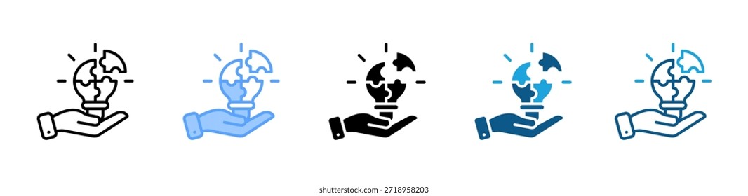 Puzzle Piece Light Bulb icon definir coleção de vários estilos