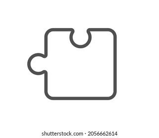 Puzzle piece line icon. Jigsaw game shape sign. Business strategy element. Quality design element. Line style puzzle icon. Editable stroke. Vector