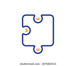 Puzzle piece line icon. Jigsaw game shape sign. Business strategy element. Colorful thin line outline concept. Linear style puzzle icon. Editable stroke. Vector