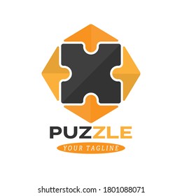 Logo de la pieza del rompecabezas. Ilustración de vector de color para logotipo, pegatina o emblema