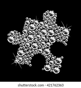 Puzzle piece made of diamonds. Vector art.
