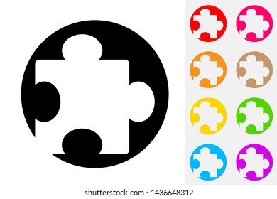 Puzzle Piece. Negative Space Vector Icon