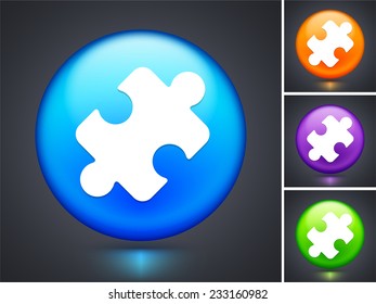 Puzzle Piece on Blue Round Button