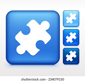 Puzzle Piece on Blue Square Button