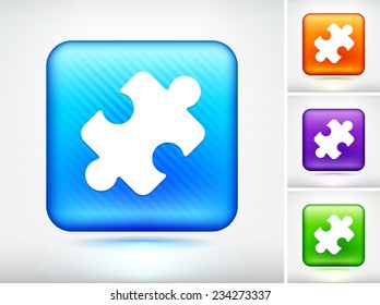 Puzzle Piece on Blue Square Button