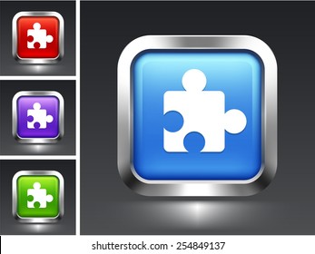 Puzzle Piece on Blue Square Button