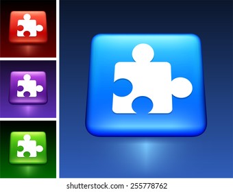 Puzzle Piece on Blue Square Button
