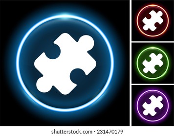 Puzzle Piece on Glow Round Button