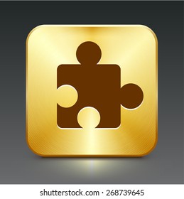 Puzzle Piece on Gold Square Button