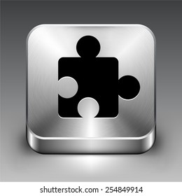 Puzzle Piece on Silver Square Button