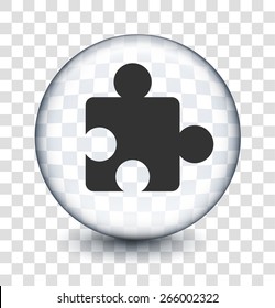 Puzzle Piece on Transparent Round Button