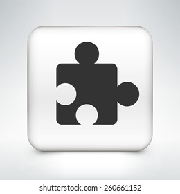 Puzzle Piece on White Square Button