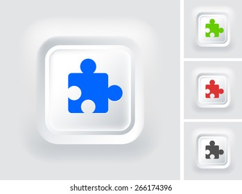 Puzzle Piece on White Square Button