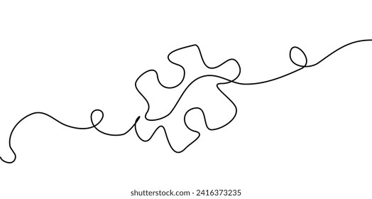 Puzzle piece of one continuous line drawn. Jigsaw puzzle element. Vector illustration.