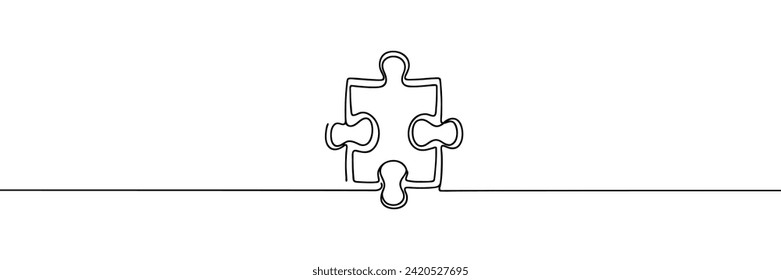 Puzzle piece of one continuous line drawn. Jigsaw puzzle element. Vector illustration