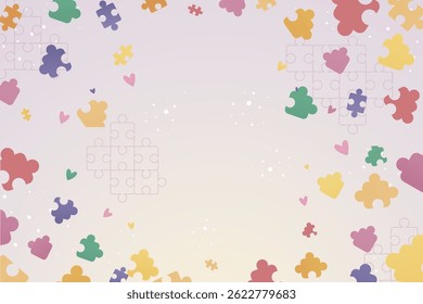 puzzle piece and pink background for text space in landscape screen