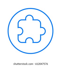 Puzzle piece, plugin circular line icon. Round colorful sign. Flat style vector symbol