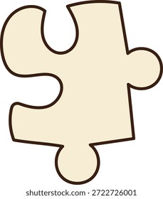 Puzzleteil mit abgerundeter Lasche und Leerraum, fette Kontur und saubere Form. Symbol für Problemlösung, Verbindung, Lösung, Teamarbeit und Anpassung. Cartoon, Vektorgrafik.