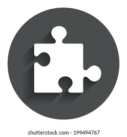 Puzzle Piece Sign Icon. Strategy Symbol. Circle Flat Button With Shadow. Modern UI Website Navigation. Vector