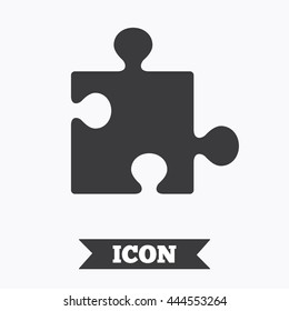 Puzzle piece sign icon. Strategy symbol. Graphic design element. Flat puzzle symbol on white background. Vector