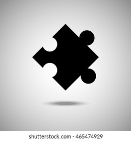Puzzle piece sign icon. Strategy symbol. Circle flat button. Vector illustration.
