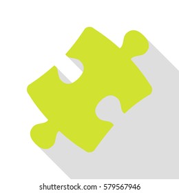 Puzzle piece sign. Pear icon with flat style shadow path.