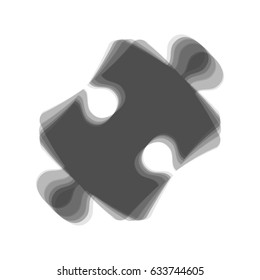 Puzzle piece sign. Vector. Gray icon shaked at white background.