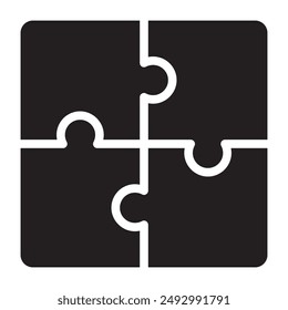 Puzzleteil-Lösung schwarzes Symbol. Vektorillustration.